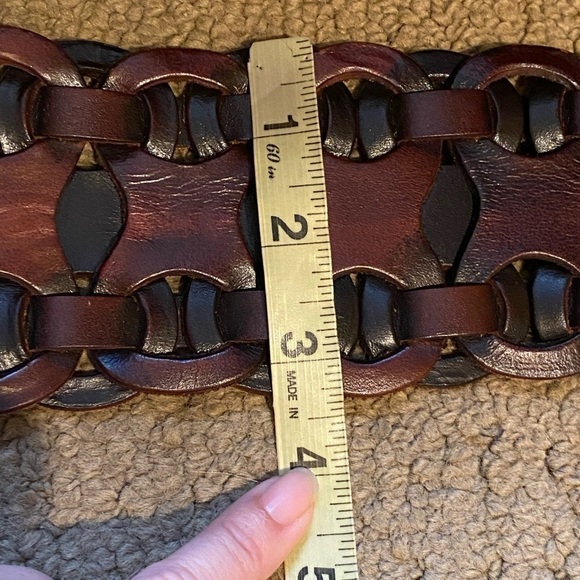 Women Brown Thick Genuine Leather Belt Size Large